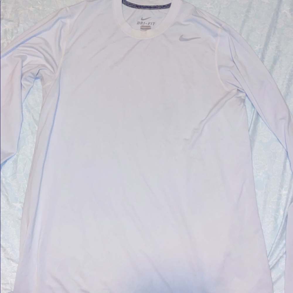 NIKE Dri-Fit Long Sleeve Athletic Top Fitted Men’s Medium White